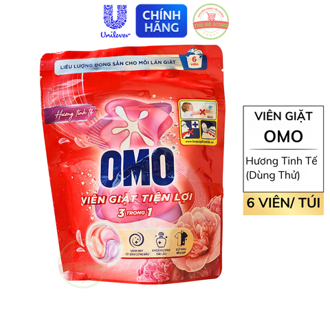 Viên Giặt OMO MATIC Tiện Lợi 3 Trong 1 Hương Tinh Tế (Dùng Thử) - 6 Viên/ Túi