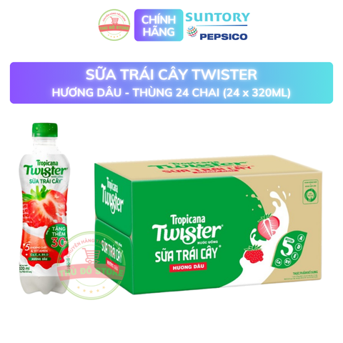 PEP Sữa Trái Cây Twister Hương Dâu - Thùng 24 Chai x 320ML