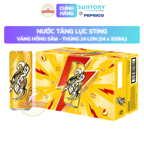 PEP Nước Tăng Lực Sting Vàng - Thùng 24 Lon x 320ML