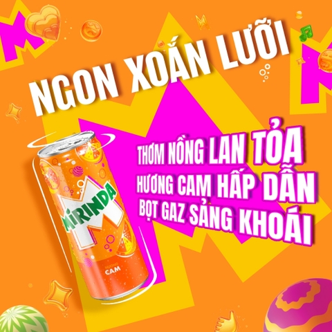 PEP Nước Ngọt Có Ga Mirinda Cam - Thùng 24 Lon x 320ML