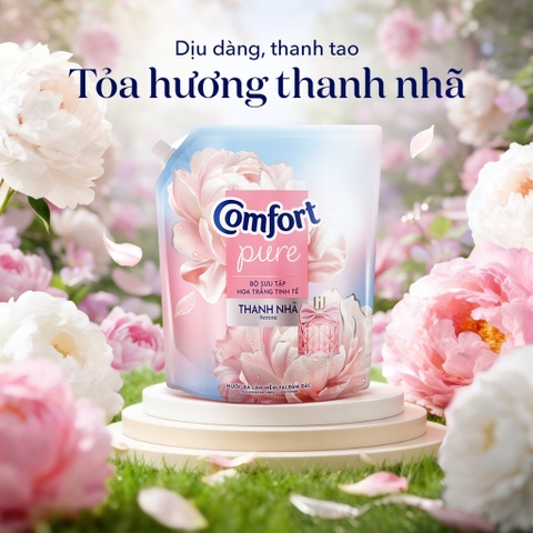 Nước Xả Vải Comfort Hoa Hương Hoa Trắng Thanh Nhã (Hồng) - Túi 1.7L