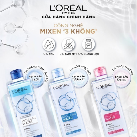 Nước Tẩy Trang L’Oreal Paris Làm Sạch Sâu & Tươi Mát 3-In-1 Micellar Water - Chai 400ML