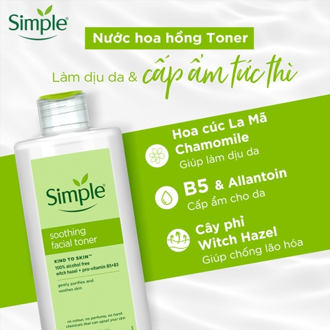 Nước Tẩy Trang Simple Micellar Water Cấp Ẩm Không Cồn - Lọ 200ML