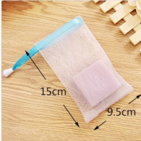 Túi Tạo Bọt Xà Phòng Tiện Lợi 2 Lớp Có Dây Rút Kích Thước 15x9cm Dạng Lưới - 1 Túi (Màu Ngẫu Nhiên)