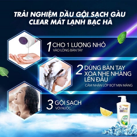 Dầu Gội CLEAR Mát Lạnh Bạc Hà Sạch Gàu - Chai 1.4KG