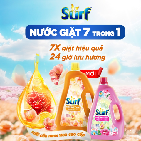 Nước Giặt Surf Tinh Dầu Nước Hoa Cao Cấp 7 Trong 1 - Can 3.6KG