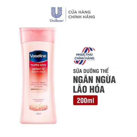 Sữa Dưỡng Thể Vaseline Dưỡng Da Sáng Khỏe Mịn Màng - Chai 200ML