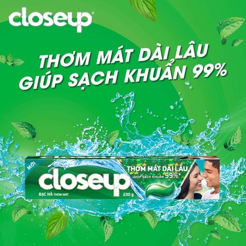 Kem Đánh Răng Closeup Bạc Hà Thơm Mát - Tuýp 230G