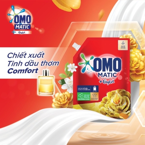 Nước Giặt OMO Matic Cửa Trên Comfort Tinh Dầu Nước Hoa Tinh Tế Vàng - Túi 3.6KG