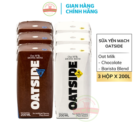 Sữa Yến Mạch OATSIDE Oat Milk Barista Blend | Chocolate - 3 Hộp x 200ML (1 Vỉ)