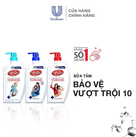 Sữa Tắm Lifebuoy Sạch Khuẩn Bảo Vệ Khỏi 99.9% Vi Khuẩn - Chai 800G