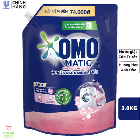 Nước Giặt OMO MATIC Cửa Trước Ngăn Mùi Ẩm Mốc - Túi 3.6Kg
