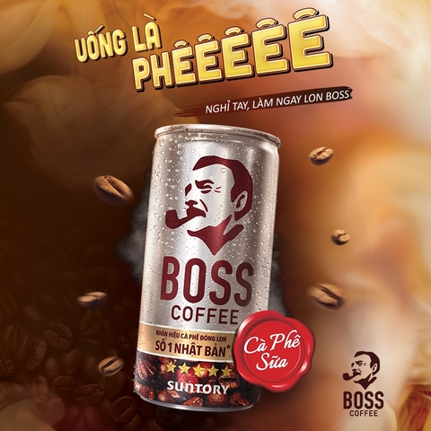 PEP Cà Phê Sữa Boss - Thùng 24 Lon x 180ML