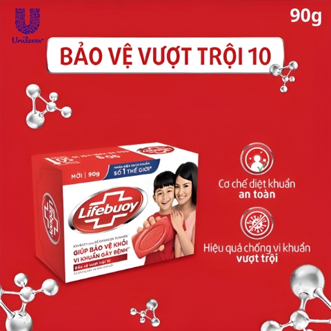 *CB10 Bánh Xà Phòng Lifebuoy Ion Bạc Kháng Khuẩn 90G - Đỏ-Bảo vệ vượt trội