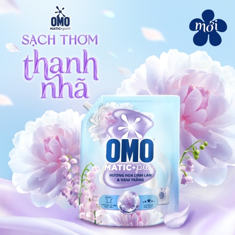 Nước Giặt OMO Cửa Trước | Cửa Ngang Hương Hoa Linh Lan & Vani Trắng - Túi 3.6KG