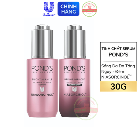 Serum Dưỡng Sáng Da Đa Tầng Pond Bright Miracle Ngày & Đêm Mờ Thâm Sạm Với 50X Niasorcinol - Lọ 30G (Hồng)
