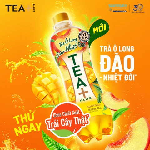 PEP Trà Ô Long Tea+ Đào Trái Cây Nhiệt Đới - Thùng 24 Chai x 450ML