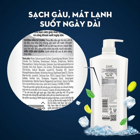 Dầu Gội CLEAR Mát Lạnh Bạc Hà Sạch Gàu - Chai 1.4KG