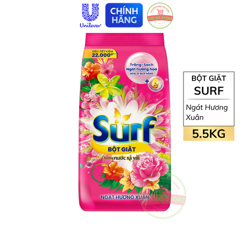 Bột Giặt Surf Hương Nước Hoa Xả Vải Ngát Hương Xuân - Túi 5.5KG