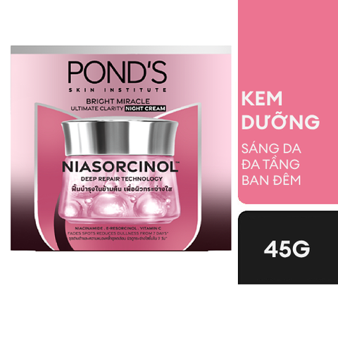 Kem Dưỡng Sáng Da Đa Tầng Pond's Bright Miracle Ngày | Đêm Mờ Thâm Sạm Với 50X Niasorcinol - Hũ 45G