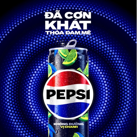 PEP Nước Uống Có Ga Pepsi Không Đường | Không Calo | Zero Sugar Lime Vị Chanh - Thùng 24 Lon x 320ML