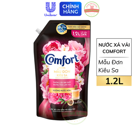 Nước Xả Vải Comfort Thiên Nhiên Hương Mẫu Đơn Kiêu Sa - Túi 1.2L