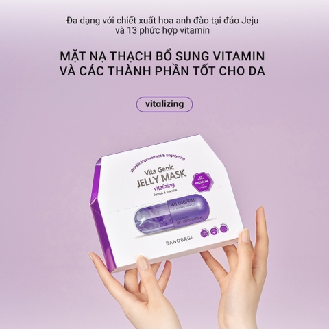 Mặt Nạ BANOBAGI PREMIUM Vita Genic Jelly Mask Vitalizing Cho Làn Da Mệt Mỏi Xỉn Màu Lão Hóa (Tím) - Miếng 30ML