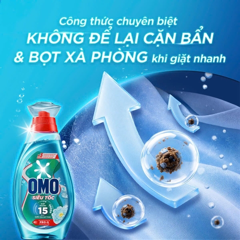 Nước Giặt OMO Siêu Tốc Dành Cho Chu Trình Giặt Nhanh Lưu Hương Tươi Mới (Xanh) - Chai 1.2KG