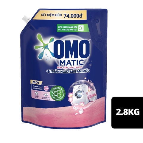 Nước Giặt OMO Matic Cửa Trước | Cửa Ngang Ngăn Mùi Ẩm Mốc - Túi 2.8Kg