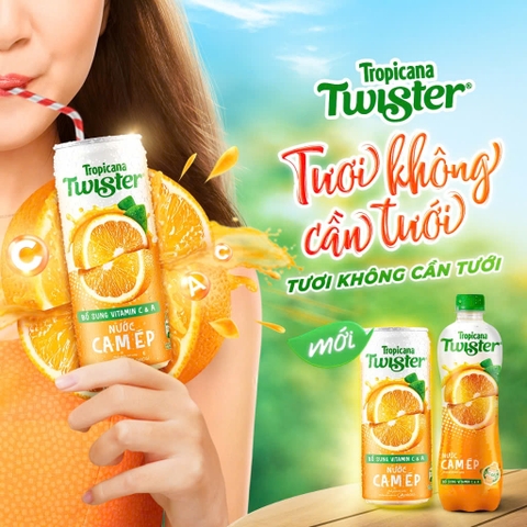 PEP Nước Trái Cây Twister Cam Ép - Thùng 24 Chai x 450ML