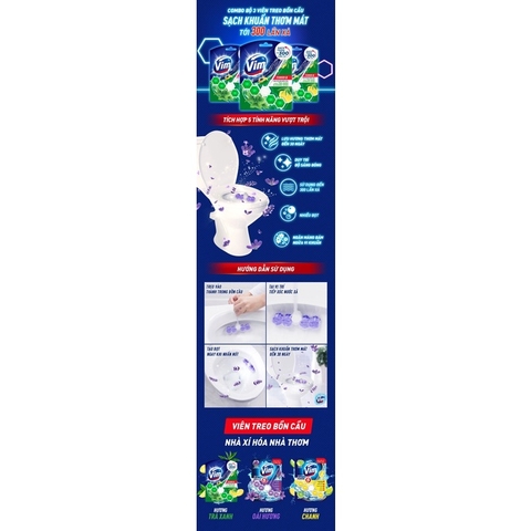 Viên Treo Bồn Cầu VIM Sạch Khuẩn Trà Xanh Chanh Vàng - Viên 50G