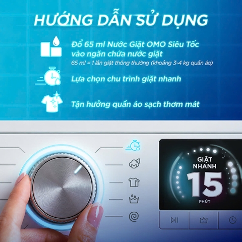 Nước Giặt OMO Siêu Tốc Dành Cho Chu Trình Giặt Nhanh Chăm Sóc Bền Màu (Hồng) - Chai 1.2KG