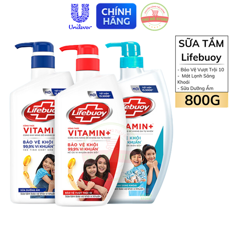 Sữa Tắm Lifebuoy Sạch Khuẩn Bảo Vệ Khỏi 99.9% Vi Khuẩn - Chai 800G