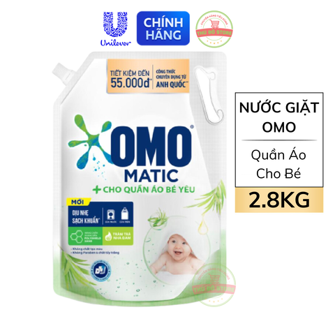 Nước Giặt OMO Matic Cho Quần Áo Bé - Túi 2.8KG