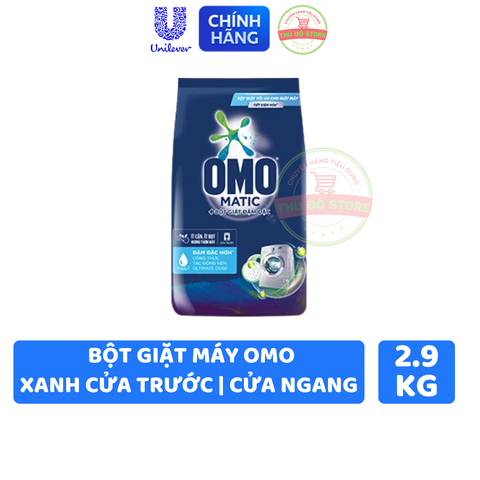 Bột Giặt Máy OMO MATIC Cửa Trước | Cửa Ngang (Xanh) - Túi 2.9KG