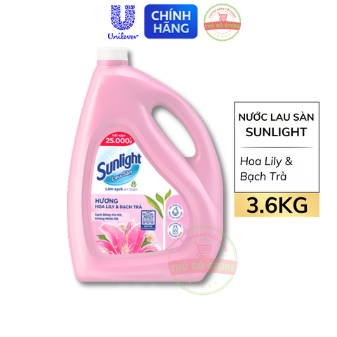 Nước Lau Sàn Sunlight Tinh Dầu Hoa Lily & Bạch Trà - Can 3.6kg