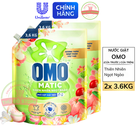 *CB2 Nước Giặt OMO MATIC Cửa Trên | Cửa Trước | Cửa Ngang Thiên Nhiên Ngọt Ngào (Xanh Lá) - Túi 3.6KG