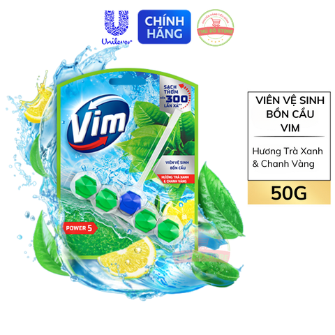 Viên Treo Bồn Cầu VIM Sạch Khuẩn Trà Xanh Chanh Vàng - Viên 50G