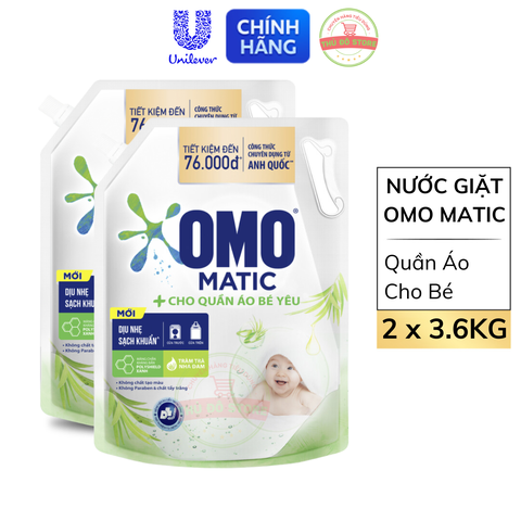 *CB2 Nước Giặt OMO Matic Cho Quần Áo Bé - Túi 3.6Kg
