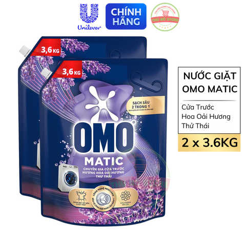 *CB2 Nước Giặt OMO MATIC Cửa Trước | Cửa Ngang Ngăn Mùi Ẩm Mốc Oải Hương - Túi 3.6Kg