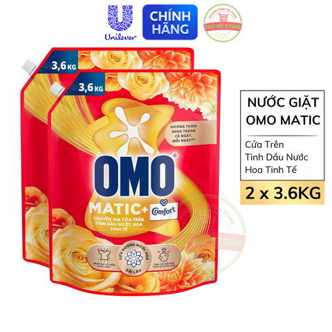 *CB2 Nước Giặt OMO Matic Cửa Trên Comfort Tinh Dầu Nước Hoa Tinh Tế Vàng - Túi 3.6KG