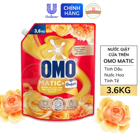 Nước Giặt OMO MATIC Cửa Trên Comfort Tinh Dầu Thơm (Vàng) - Túi 3.6KG