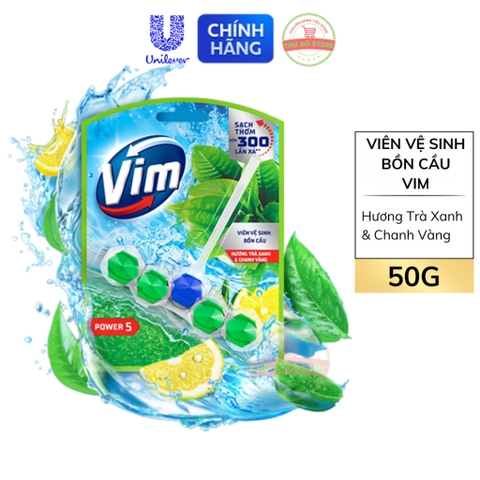 Viên Treo Bồn Cầu VIM Sạch Khuẩn Trà Xanh Chanh Vàng - Viên 50G