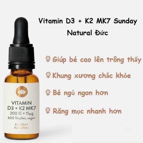 Vitamin D3 K2 MK7 Sunday Natural Đức