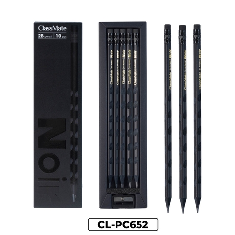 Bút chì gỗ đen 2B khoét lỗ  Noir CL-PC652 (1 Bộ = 10 cái+ 01 gọt chì)