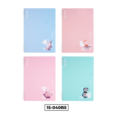 Sổ 15-040B5, Khổ B5, sổ lò xo đôi 2 đầu, bìa giấy bồi, dòng kẻ caro, ĐL 100gsm, 150 trang