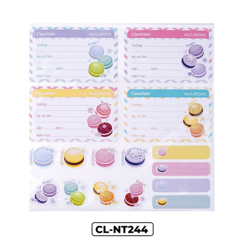 Nhãn vở Macarons kèm sticker CL-NT244