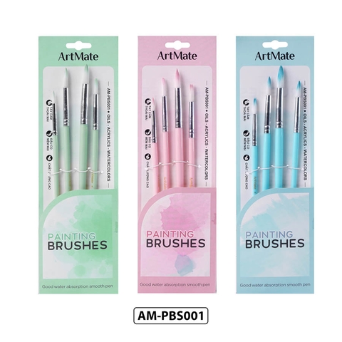 Bộ cọ vẽ nhựa đầu tròn 4 món AM-PBS001
