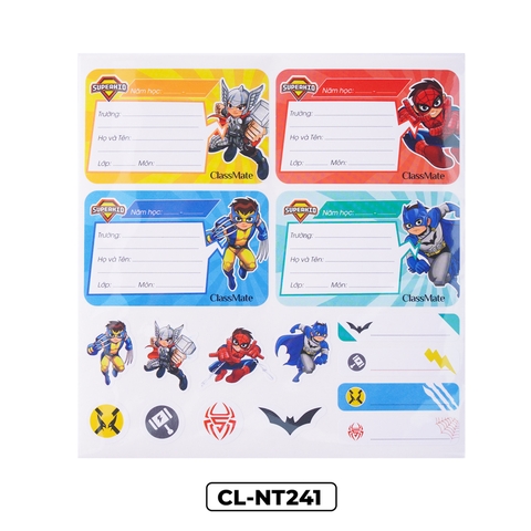 Nhãn vở Siêu nhân kèm sticker CL-NT241