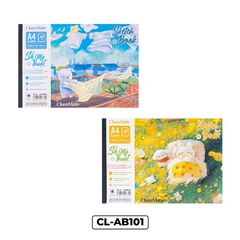 Sổ vẽ CL-AB101, Khổ A4, dán gáy, ĐL100gsm, 20 tờ